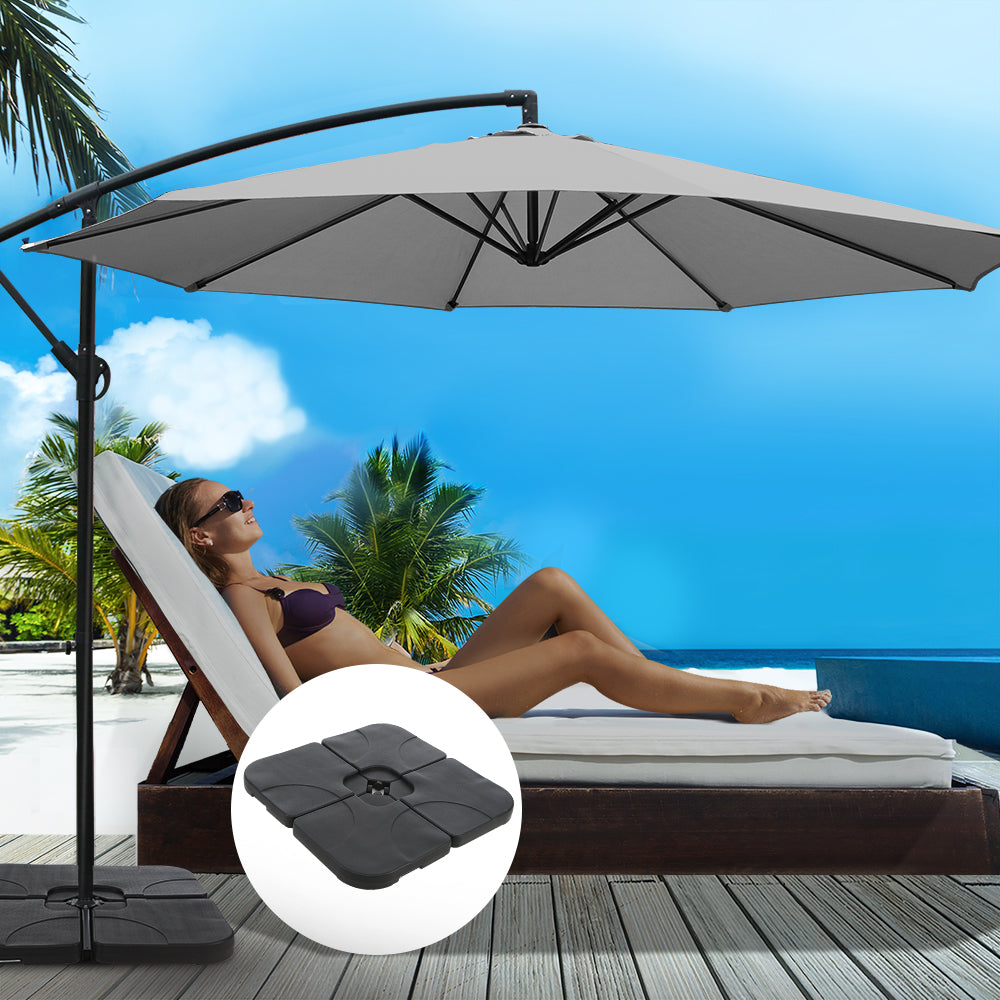 Instahut 3M Umbrella with 50x50cm Base Outdoor Umbrellas Cantilever Sun Stand UV Garden Grey freeshipping - Awezingly