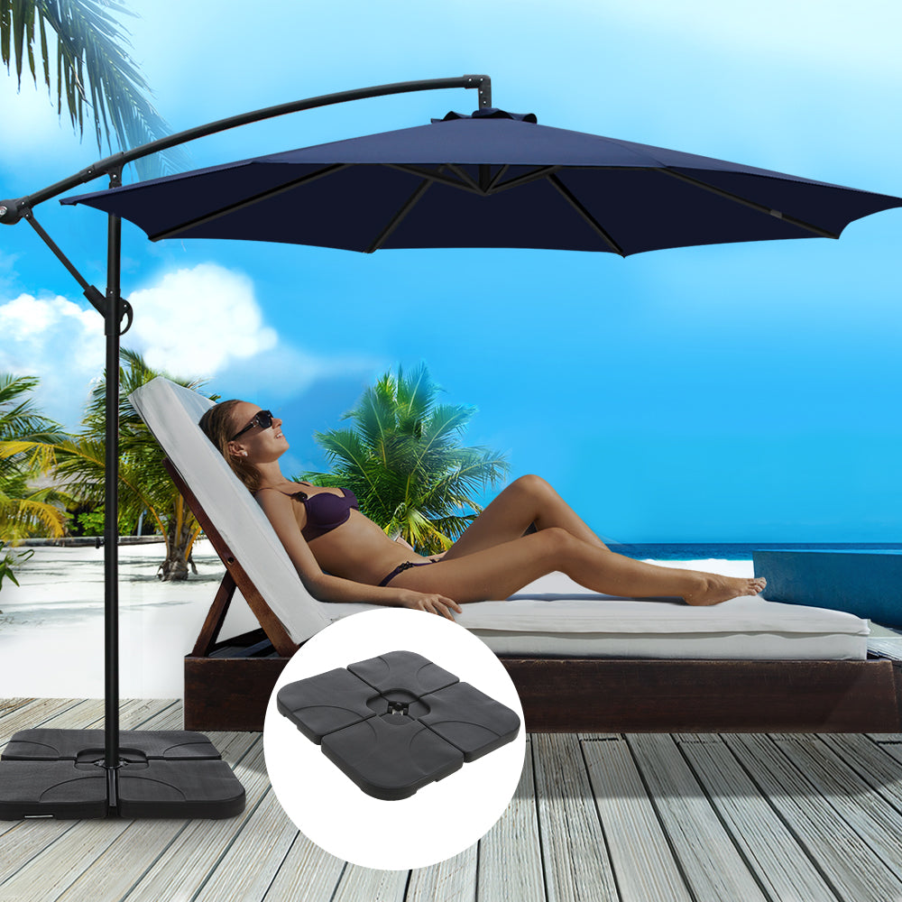 Instahut 3M Umbrella with 50x50cm Base Outdoor Umbrellas Cantilever Sun Stand UV Garden Navy freeshipping - Awezingly