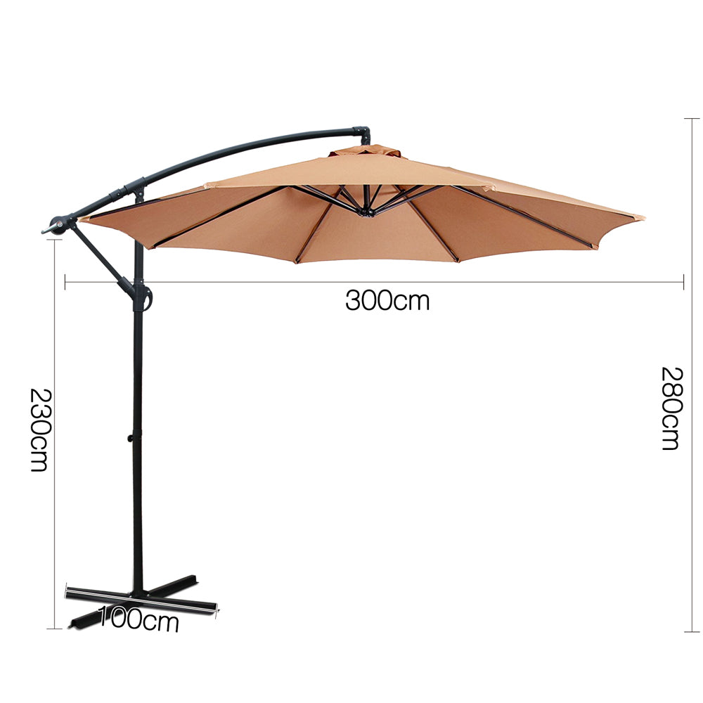 Instahut 3M Cantilevered Outdoor Umbrella - Beige freeshipping - Awezingly