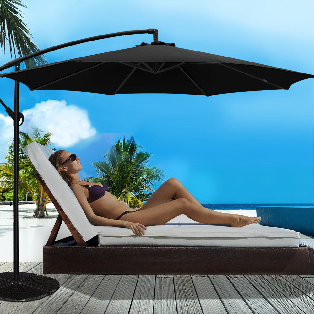 Instahut 3M Cantilevered Outdoor Umbrella - Black freeshipping - Awezingly