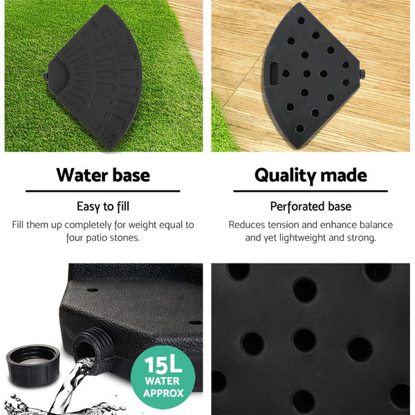 Instahut 3M Umbrella with 48x48cm Base Outdoor Umbrellas Cantilever Sun Beach UV Black freeshipping - Awezingly