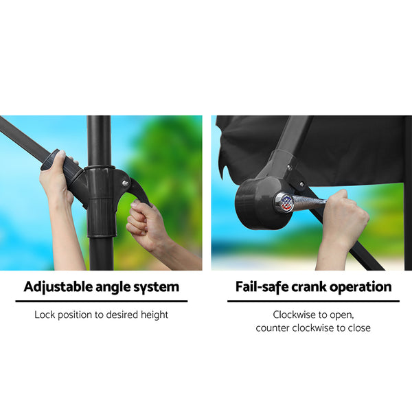 Instahut 3M Outdoor Umbrella - Black freeshipping - Awezingly