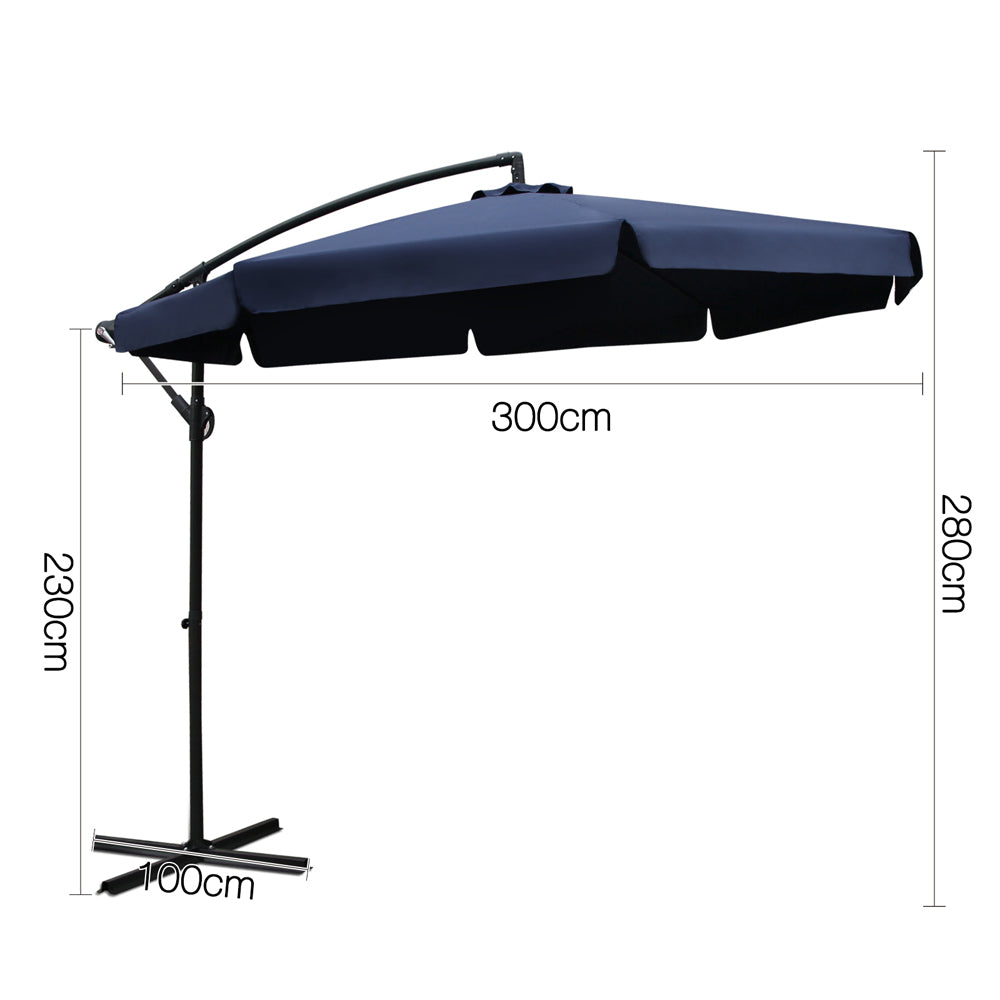 Instahut 3M Outdoor Umbrella - Navy freeshipping - Awezingly