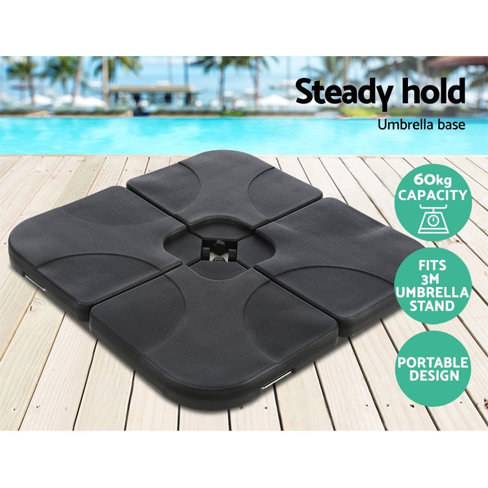 Instahut 3M Umbrella with 50x50cm Base Outdoor Umbrellas Cantilever Patio Sun Beach UV Black freeshipping - Awezingly