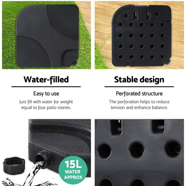 Instahut 3M Umbrella with 50x50cm Base Outdoor Umbrellas Cantilever Patio Sun Beach UV Navy freeshipping - Awezingly