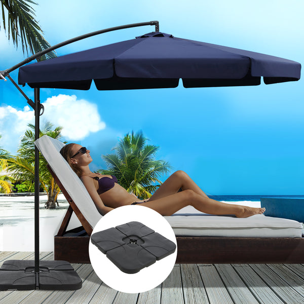 Instahut 3M Umbrella with 50x50cm Base Outdoor Umbrellas Cantilever Patio Sun Beach UV Navy freeshipping - Awezingly
