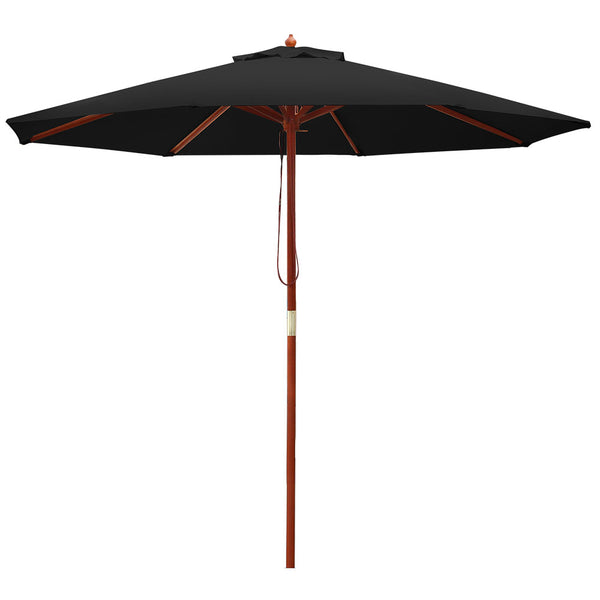 Instahut 2.7M Outdoor Pole Umbrella Cantilever Stand Garden Umbrellas Patio Black freeshipping - Awezingly