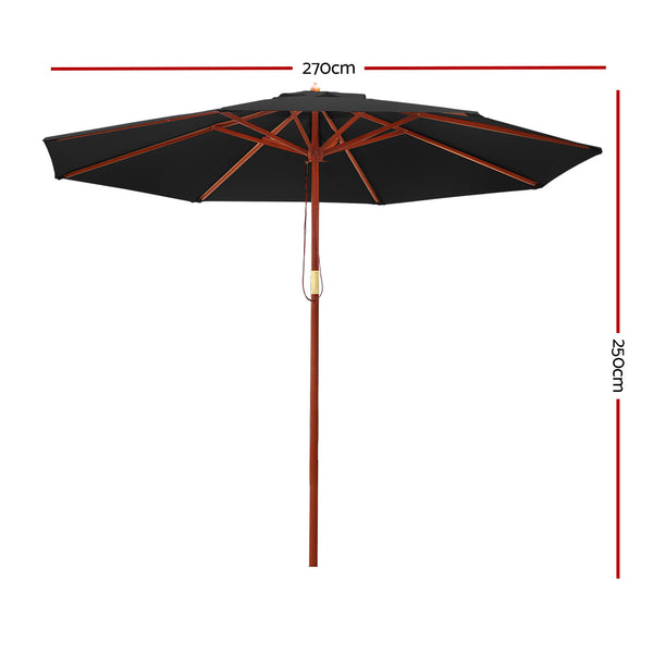 Instahut 2.7M Outdoor Pole Umbrella Cantilever Stand Garden Umbrellas Patio Black freeshipping - Awezingly