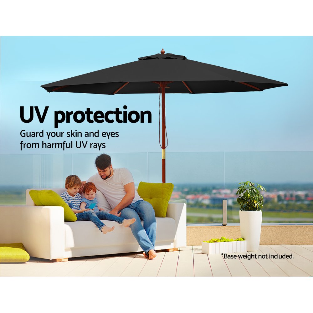 Instahut 2.7M Outdoor Pole Umbrella Cantilever Stand Garden Umbrellas Patio Black freeshipping - Awezingly