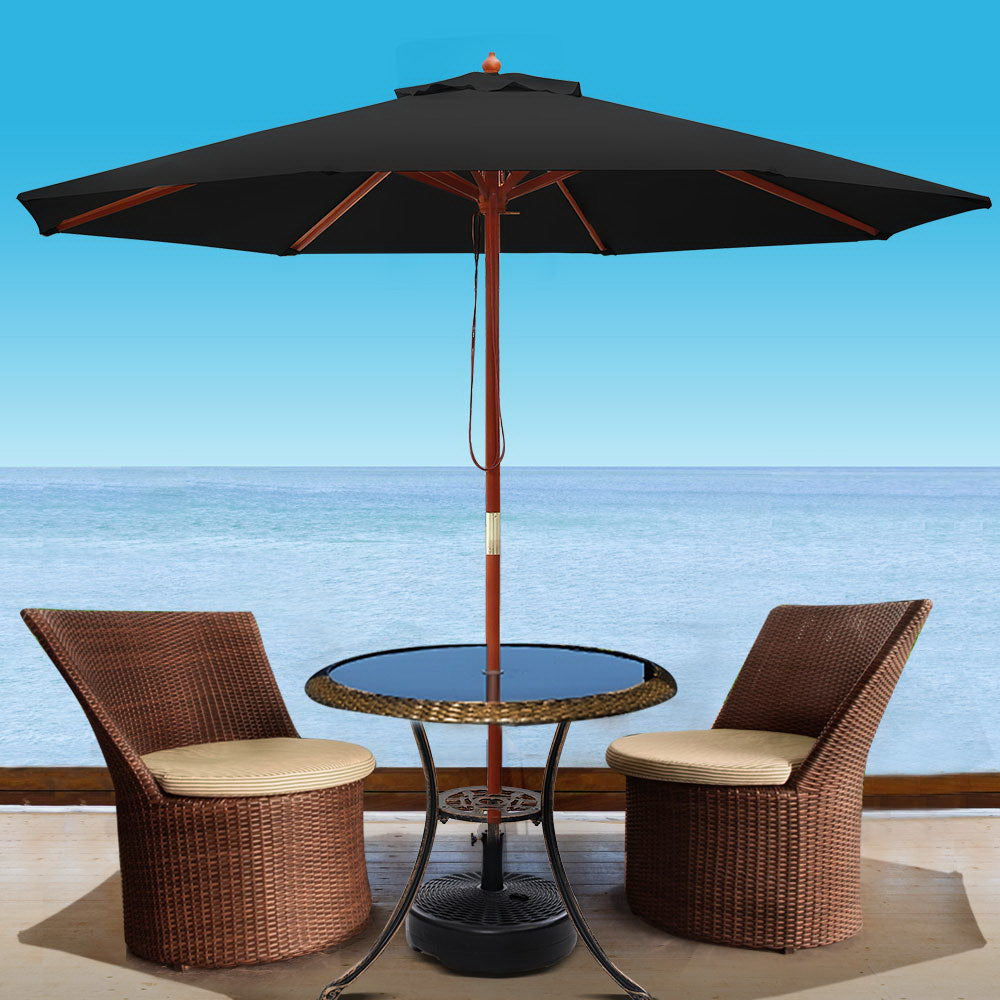 Instahut 2.7M Outdoor Pole Umbrella Cantilever Stand Garden Umbrellas Patio Black freeshipping - Awezingly