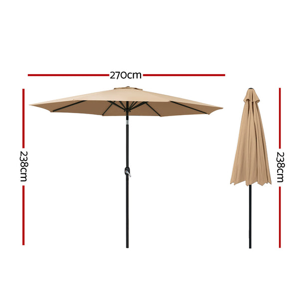 Instahut Outdoor Umbrella Umbrellas Beach Pole Garden Tilt Sun Patio UV 2.7m Instahut