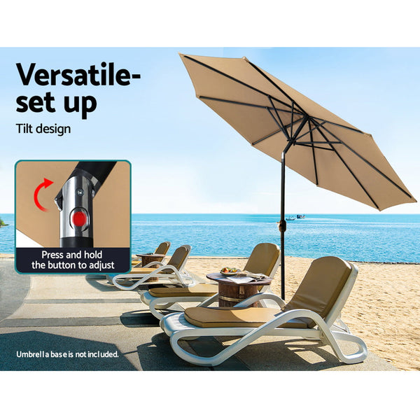 Instahut Outdoor Umbrella Umbrellas Beach Pole Garden Tilt Sun Patio UV 2.7m Instahut