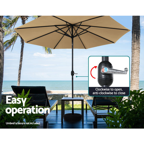 Instahut Outdoor Umbrella Umbrellas Beach Pole Garden Tilt Sun Patio UV 2.7m Instahut
