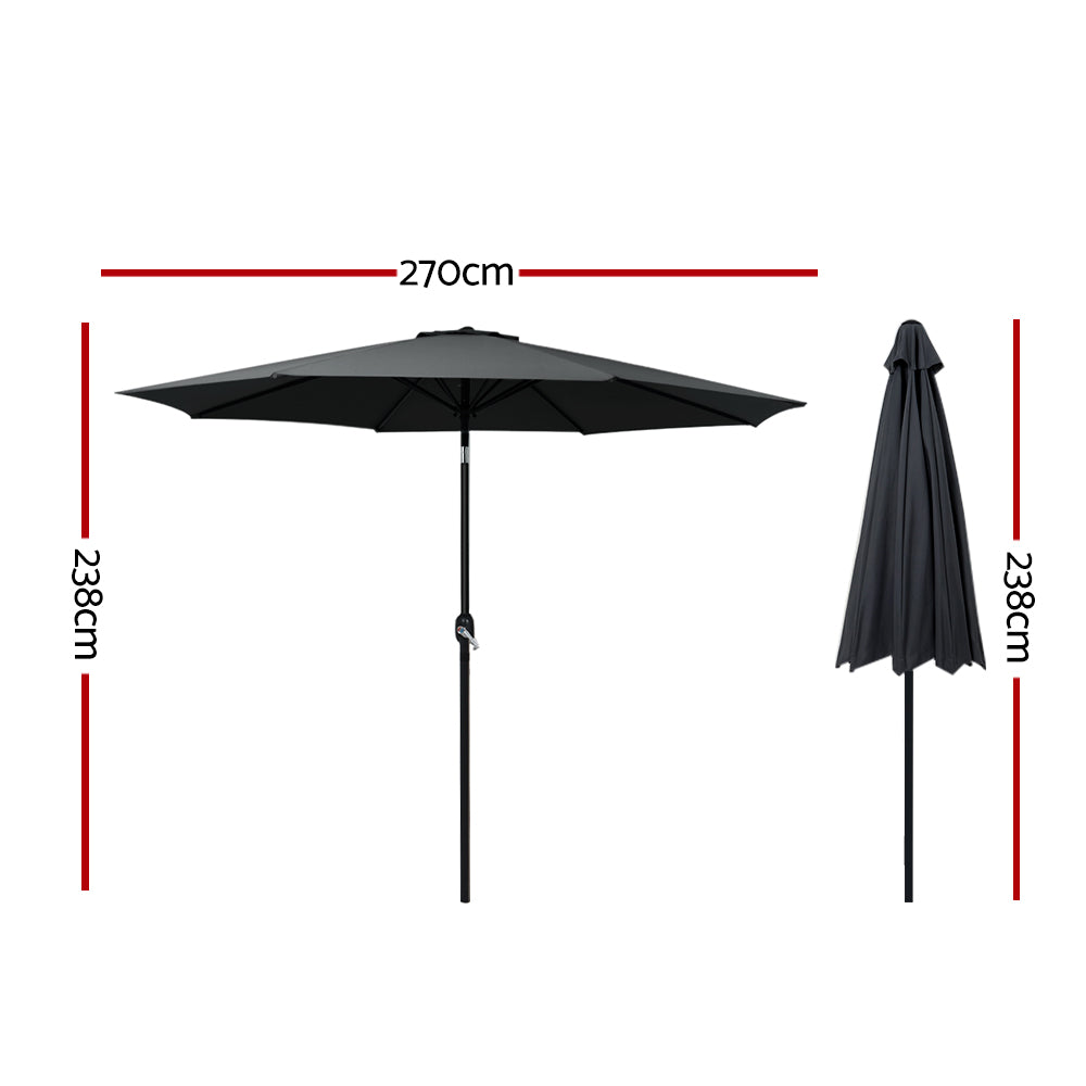 Instahut Outdoor Umbrella Umbrellas Beach Garden Tilt Sun Patio Deck Pole 2.7m Instahut