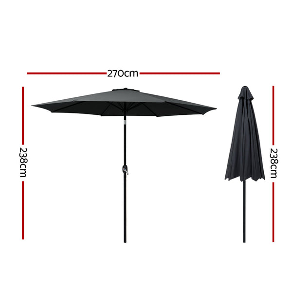 Instahut Outdoor Umbrella Umbrellas Beach Garden Tilt Sun Patio Deck Pole 2.7m Instahut