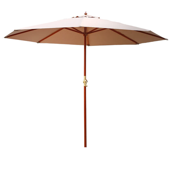 Instahut 3M Outdoor Pole Umbrella Cantilever Stand Garden Umbrellas Patio Beige freeshipping - Awezingly