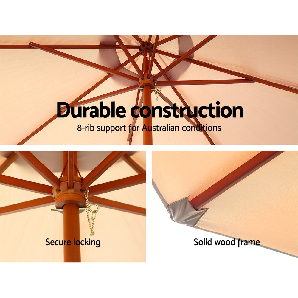 Instahut 3M Outdoor Pole Umbrella Cantilever Stand Garden Umbrellas Patio Beige freeshipping - Awezingly