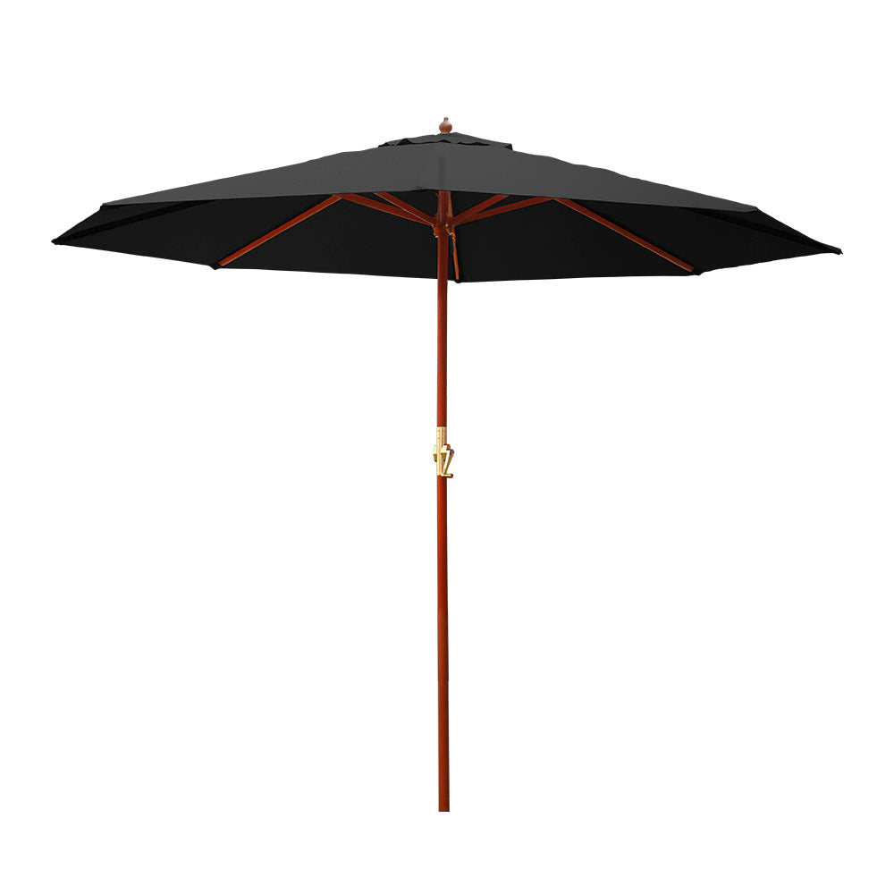 Instahut 3M Outdoor Pole Umbrella Cantilever Stand Garden Umbrellas Patio Black freeshipping - Awezingly