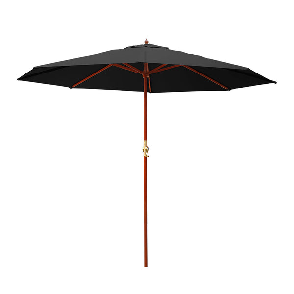 Instahut 3M Outdoor Pole Umbrella Cantilever Stand Garden Umbrellas Patio Black freeshipping - Awezingly