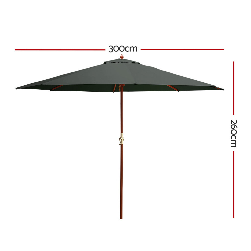 Instahut Umbrella Outdoor Pole Umbrellas Stand Sun Beach Garden Deck Charcoal 3M freeshipping - Awezingly