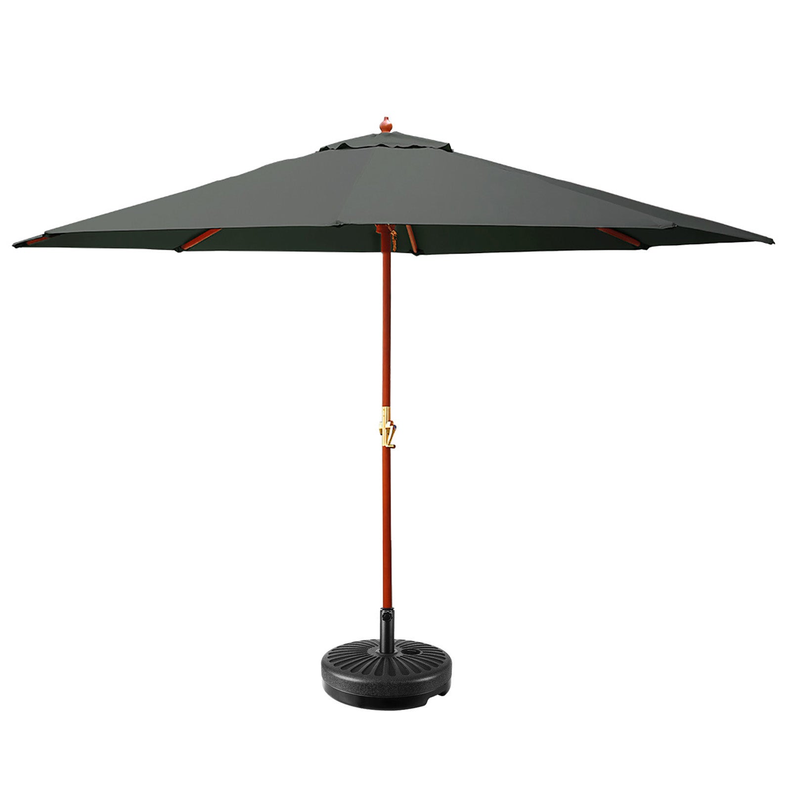 Instahut Outdoor Umbrella Pole Umbrellas 3M W/ Base Garden Stand Deck Charcoal Does not apply