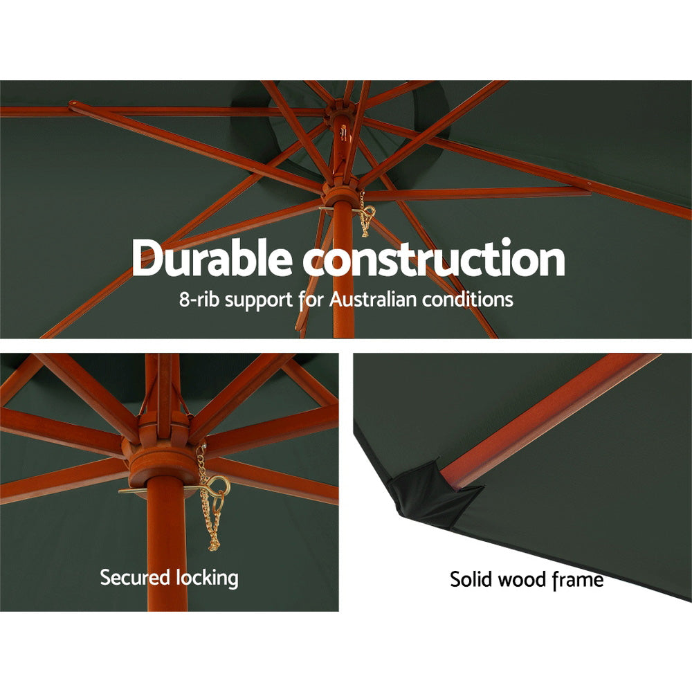 Instahut Outdoor Umbrella Pole Umbrellas 3M W/ Base Garden Stand Deck Charcoal Does not apply