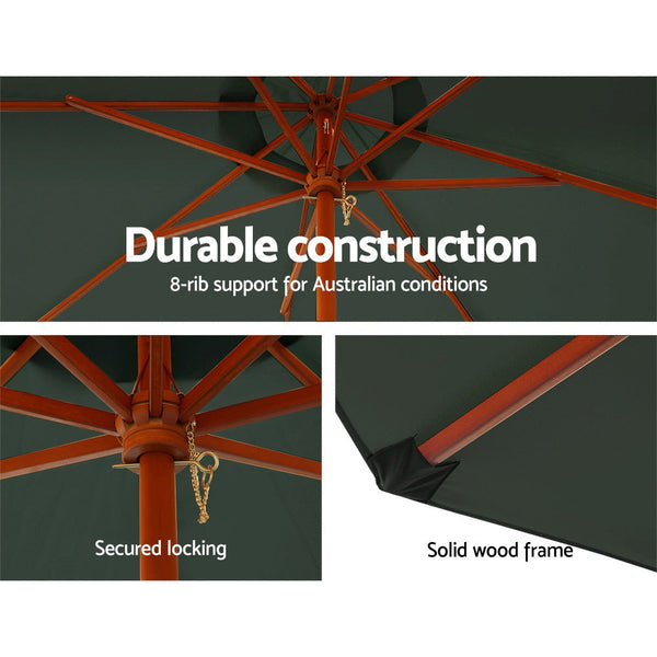 Instahut Outdoor Umbrella Pole Umbrellas 3M W/ Base Garden Stand Deck Charcoal Does not apply