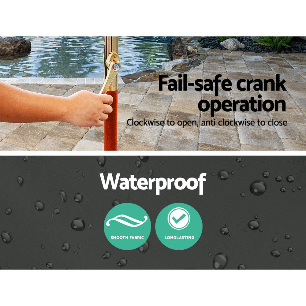Instahut Outdoor Umbrella Pole Umbrellas 3M W/ Base Garden Stand Deck Charcoal Does not apply