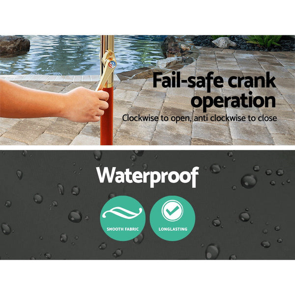 Instahut Outdoor Umbrella Pole Umbrellas 3M W/ Base Garden Stand Deck Charcoal Does not apply