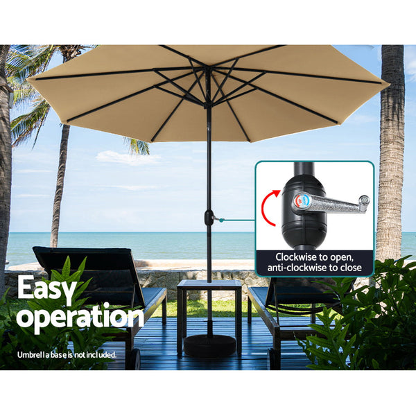 Instahut Outdoor Umbrella 3m Umbrellas Beach Garden Tilt Sun Patio Deck Pole UV Instahut