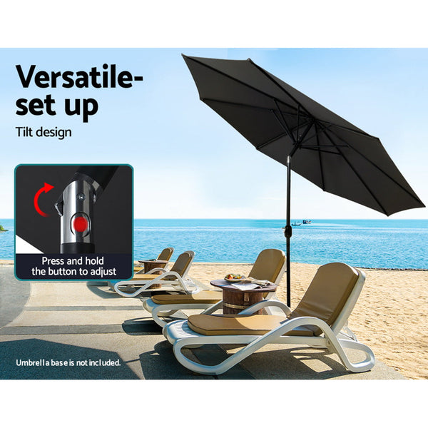 Instahut Outdoor Umbrella 3m Umbrellas Garden Beach Tilt Sun Patio Deck Pole UV Instahut