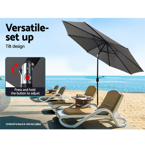 Instahut Outdoor Umbrella 3m Umbrellas Garden Beach Tilt Sun Patio Deck Shelter Instahut
