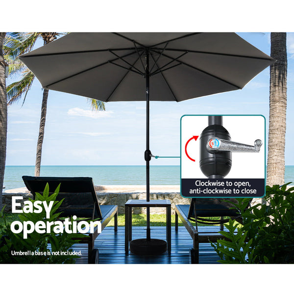 Instahut Outdoor Umbrella 3m Umbrellas Garden Beach Tilt Sun Patio Deck Shelter Instahut