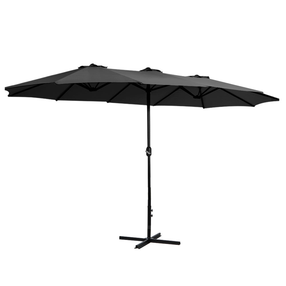 Instahut Outdoor Umbrella Twin Umbrellas Beach Garden Stand Base Sun Shade 4.57m instahut