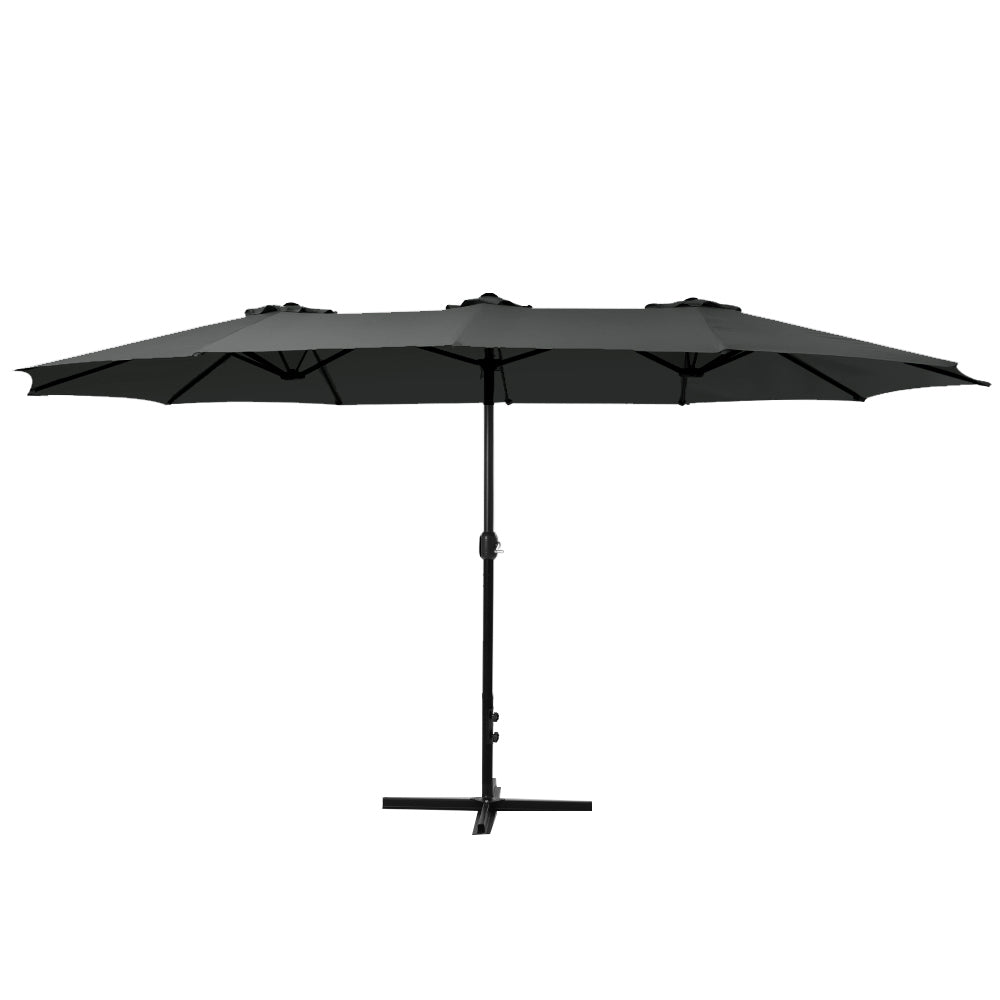 Instahut Outdoor Umbrella Twin Umbrellas Beach Garden Stand Base Sun Shade 4.57m instahut