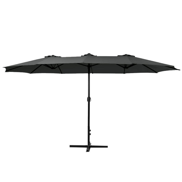 Instahut Outdoor Umbrella Twin Umbrellas Beach Garden Stand Base Sun Shade 4.57m instahut