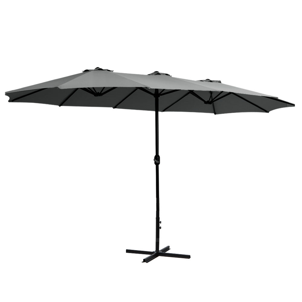 Instahut Outdoor Umbrella Twin Umbrellas Beach Stand Garden Base Sun Patio 4.57m Instahut
