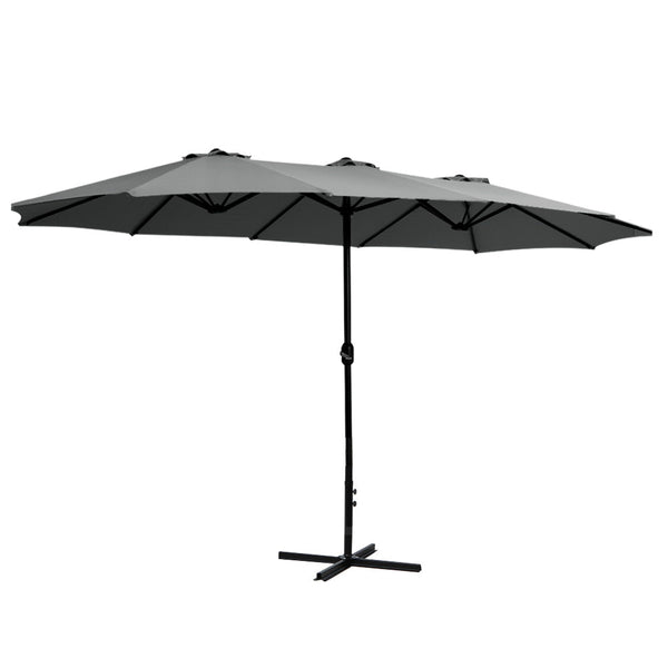 Instahut Outdoor Umbrella Twin Umbrellas Beach Stand Garden Base Sun Patio 4.57m Instahut