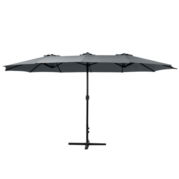 Instahut Outdoor Umbrella Twin Umbrellas Beach Stand Garden Base Sun Patio 4.57m Instahut