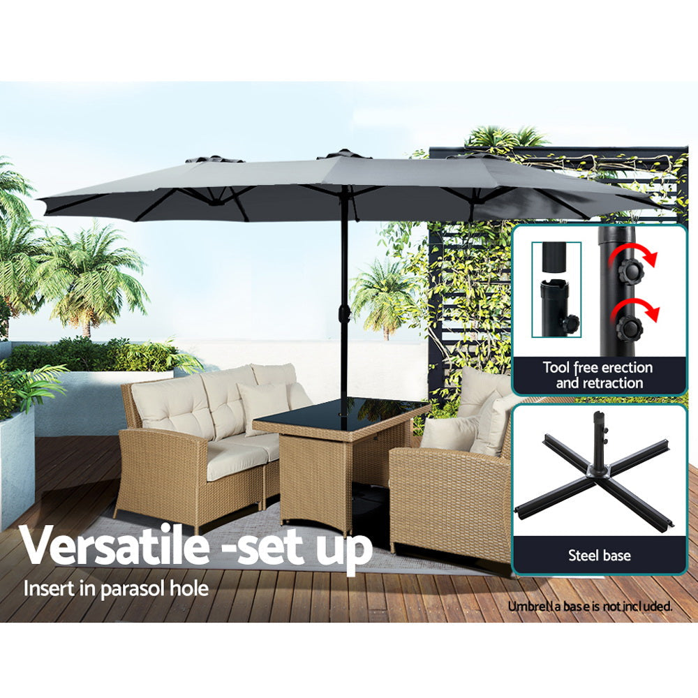 Instahut Outdoor Umbrella Twin Umbrellas Beach Stand Garden Base Sun Patio 4.57m Instahut