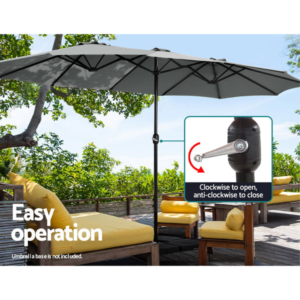 Instahut Outdoor Umbrella Twin Umbrellas Beach Stand Garden Base Sun Patio 4.57m Instahut