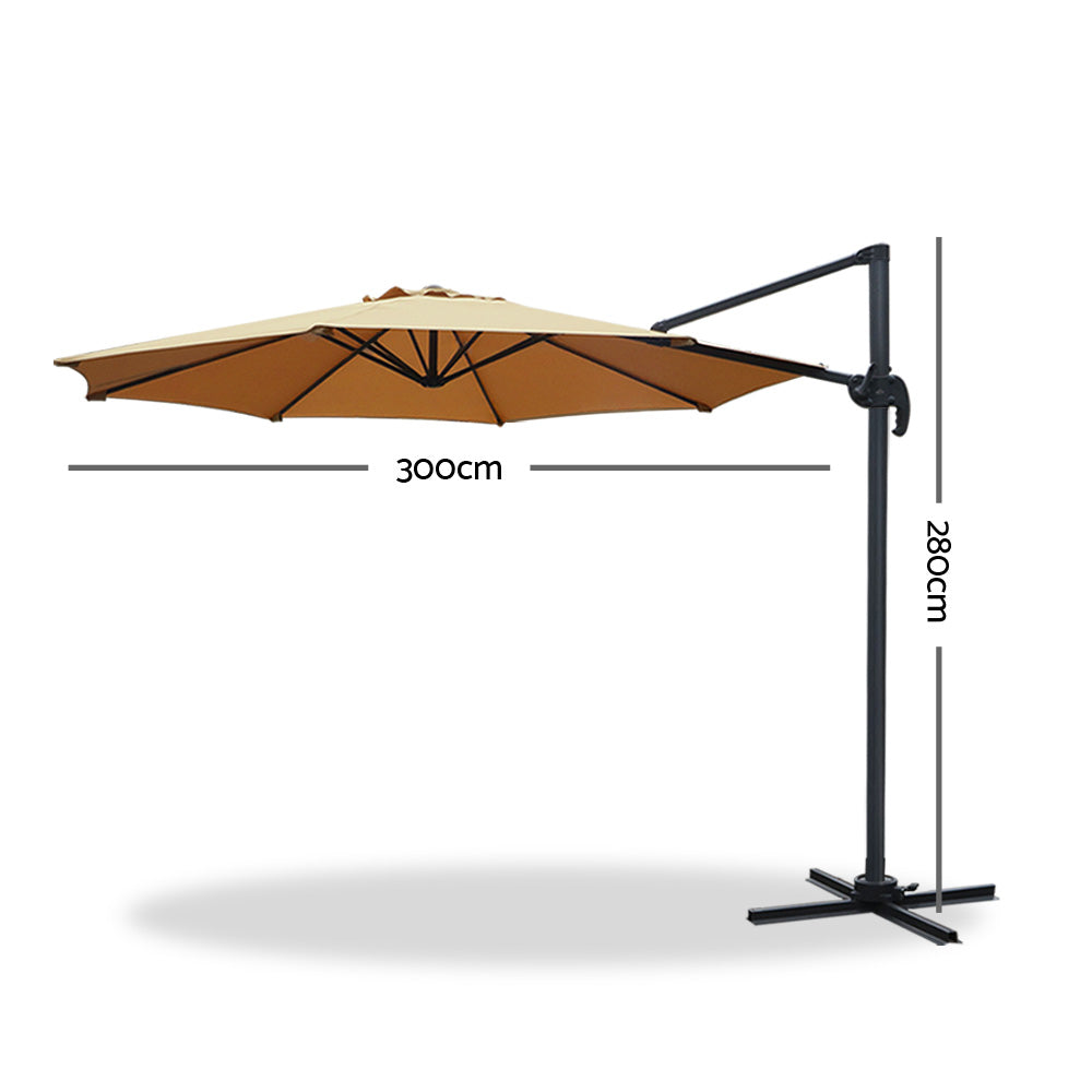 Instahut Roma Outdoor Umbrella - Beige freeshipping - Awezingly