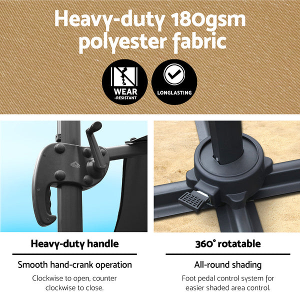 Instahut Roma Outdoor Umbrella - Beige freeshipping - Awezingly