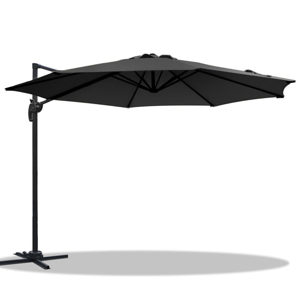 Instahut Roma Outdoor Umbrella - Black freeshipping - Awezingly