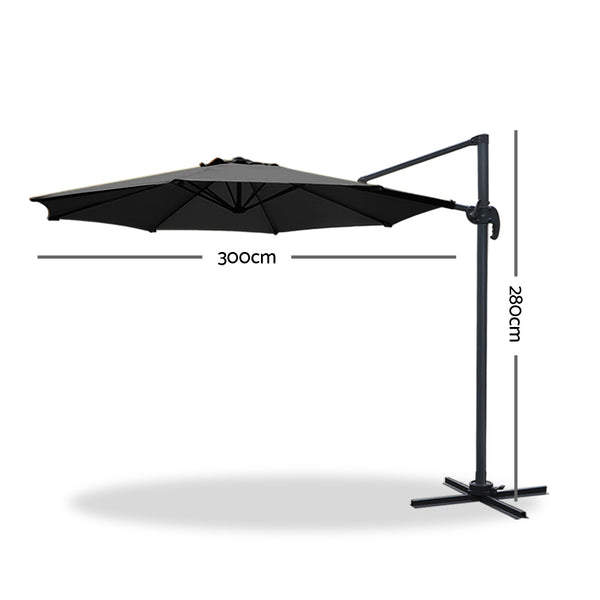 Instahut Roma Outdoor Umbrella - Black freeshipping - Awezingly