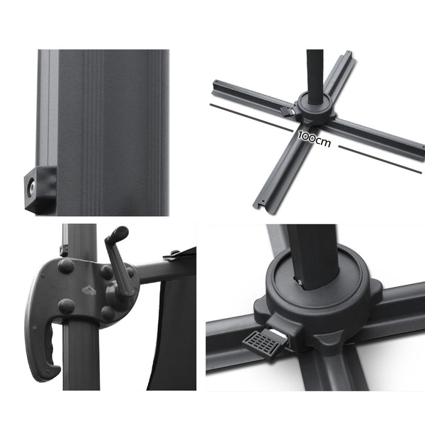 Instahut Roma Outdoor Umbrella - Black freeshipping - Awezingly