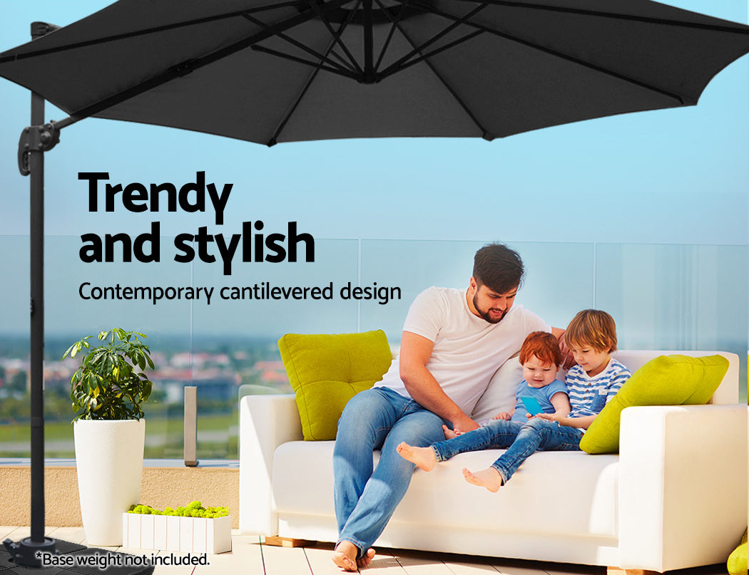 Instahut Roma Outdoor Umbrella - Black freeshipping - Awezingly