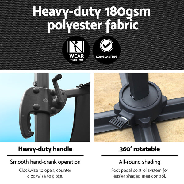 Instahut Roma Outdoor Umbrella - Black freeshipping - Awezingly