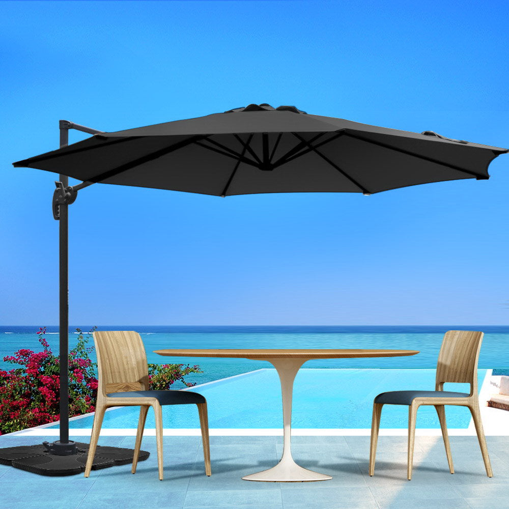Instahut Roma Outdoor Umbrella - Black freeshipping - Awezingly