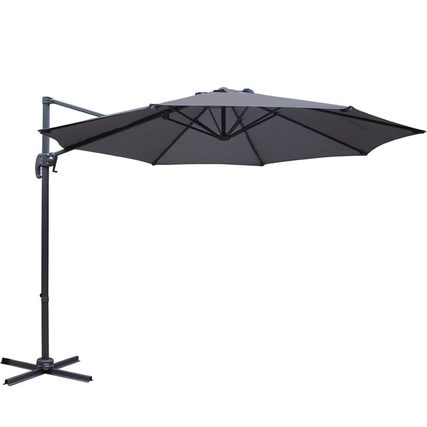 Instahut 3M Roma Outdoor Furniture Garden Umbrella 360 Degree Charcoal freeshipping - Awezingly
